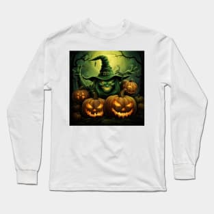 Green Halloween Witch Long Sleeve T-Shirt